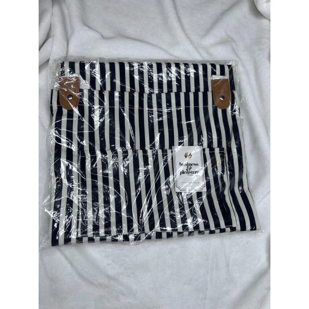 Business & Pleasure Co. Striped Picnic Blanket Foldable Blue White Outdoor